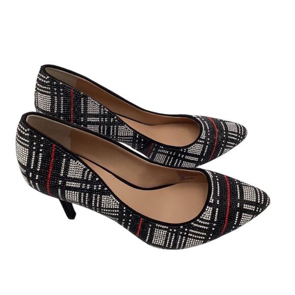 INC Women's Zitah Plaid Rhinestone Stiletto Pumps Size 7.5 Multicolor - Picture 2 of 9